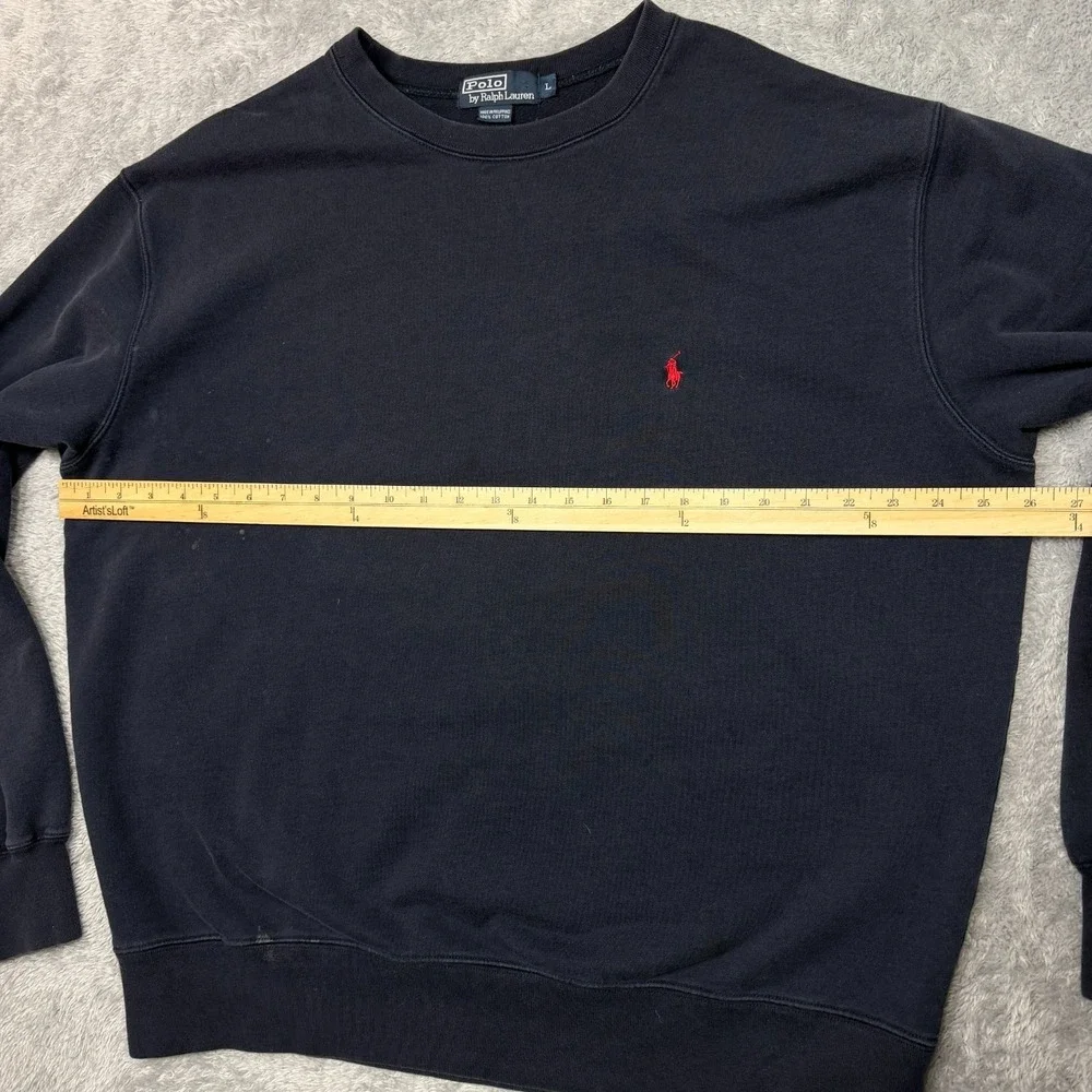 Vintage Y2K Polo Ralph Lauren Crewneck Sweatshirt Navy Blue Red Pony Mens Large